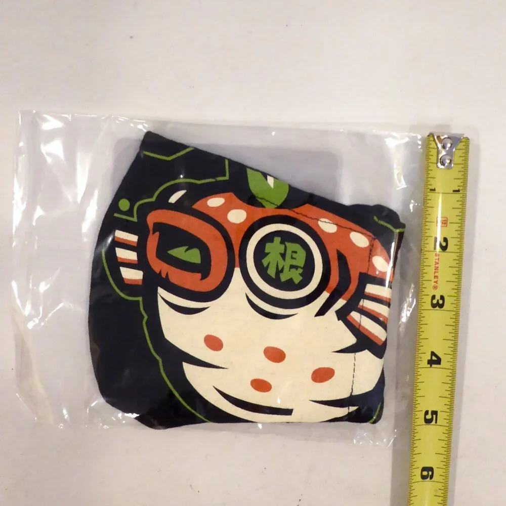 NEW SUMOFISH BRAND BLACK CLOTH FACE MASK FULL COLOR SCREEN PRINT FISH ADULT SIZE